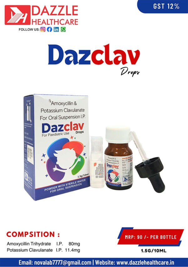 Amoxycillin 60 mg and Potassium Clavulanate 28.5 mg Drop