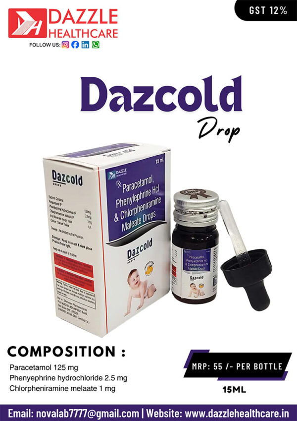 Paracetamol 125 mg, Phenylephrine Hydrochloride 2.5 mg, and Chlorpheniramine Melaate 1 mg Drop