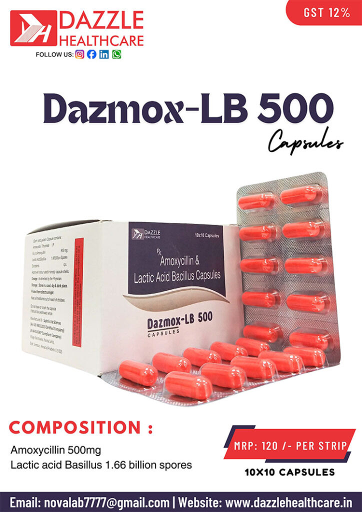 Amoxycillin 500 mg and Lactic acid Bacillus Capsule