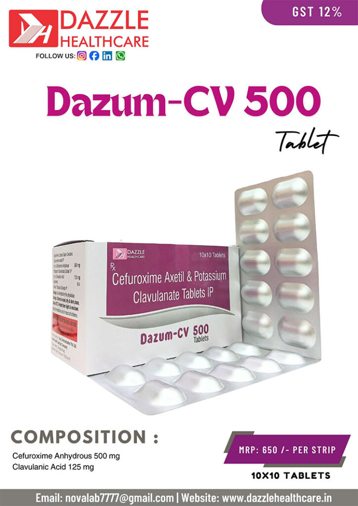 Cefuroxime 500 mg and Potassium Clavulanate 125 mg Tablet