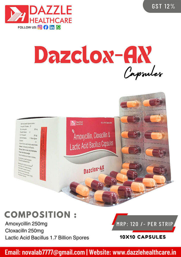 Amoxycillin 250 mg, Cloxacillin 250 mg, and Lactic Acid Bacillus Tablet